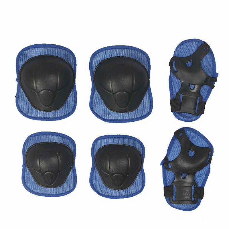 7Pcs Kid Wrist Knee Elbow Protector Roller Skating Skateboard Outdoor Guard Blue