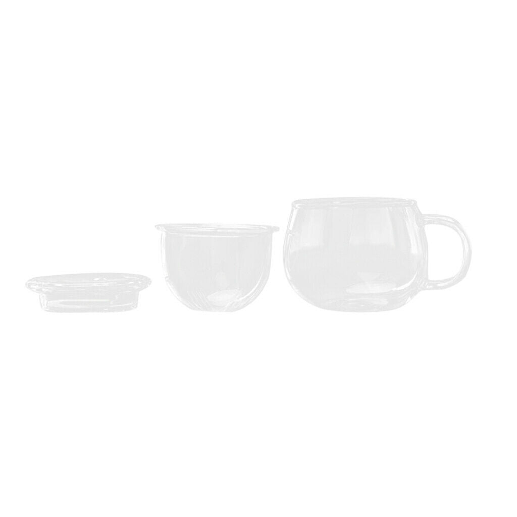 -Resistant Transparent Glass Cup Tea Cup with Lid Infuser Filters 350ml