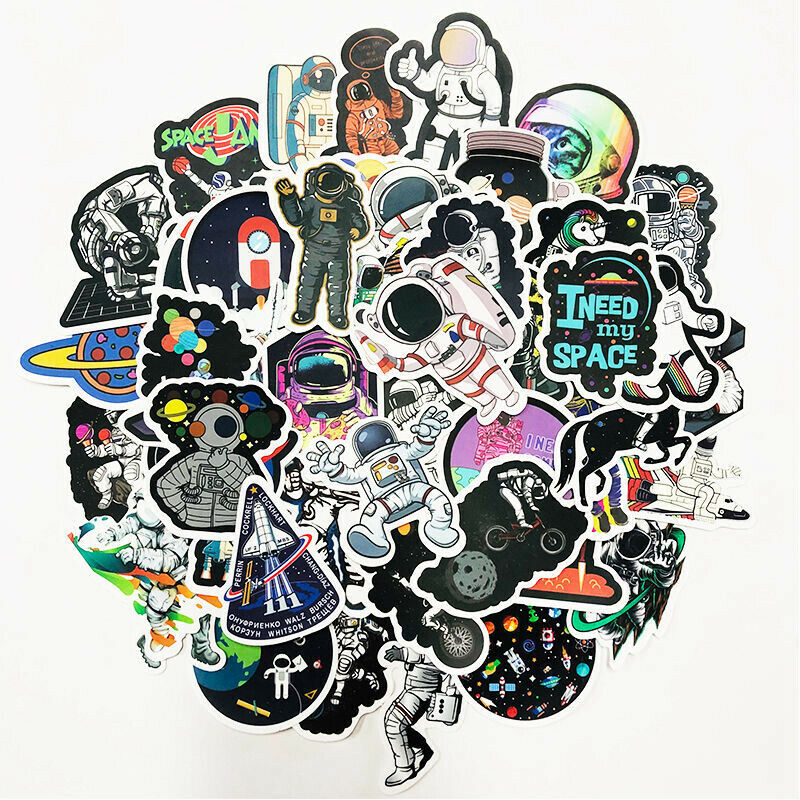 50PCS Astronaut Outer Space Laptop Fridge Skateboard Luggage Travel Suitcase