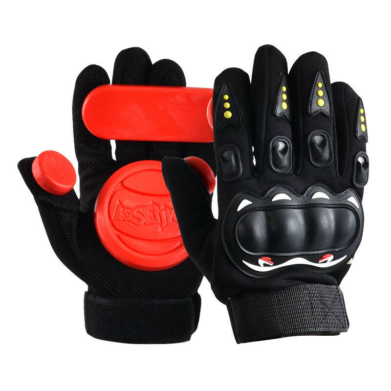 1pair Longboard Skateboard Sliding Drift Protect Gloves 3 POM Brake Palm Block
