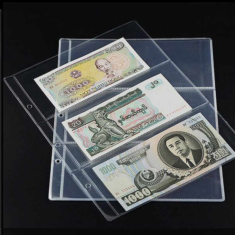 5Pcs Paper Money Holder Banknote Album Folder Page Loose Leaf Collection Storage