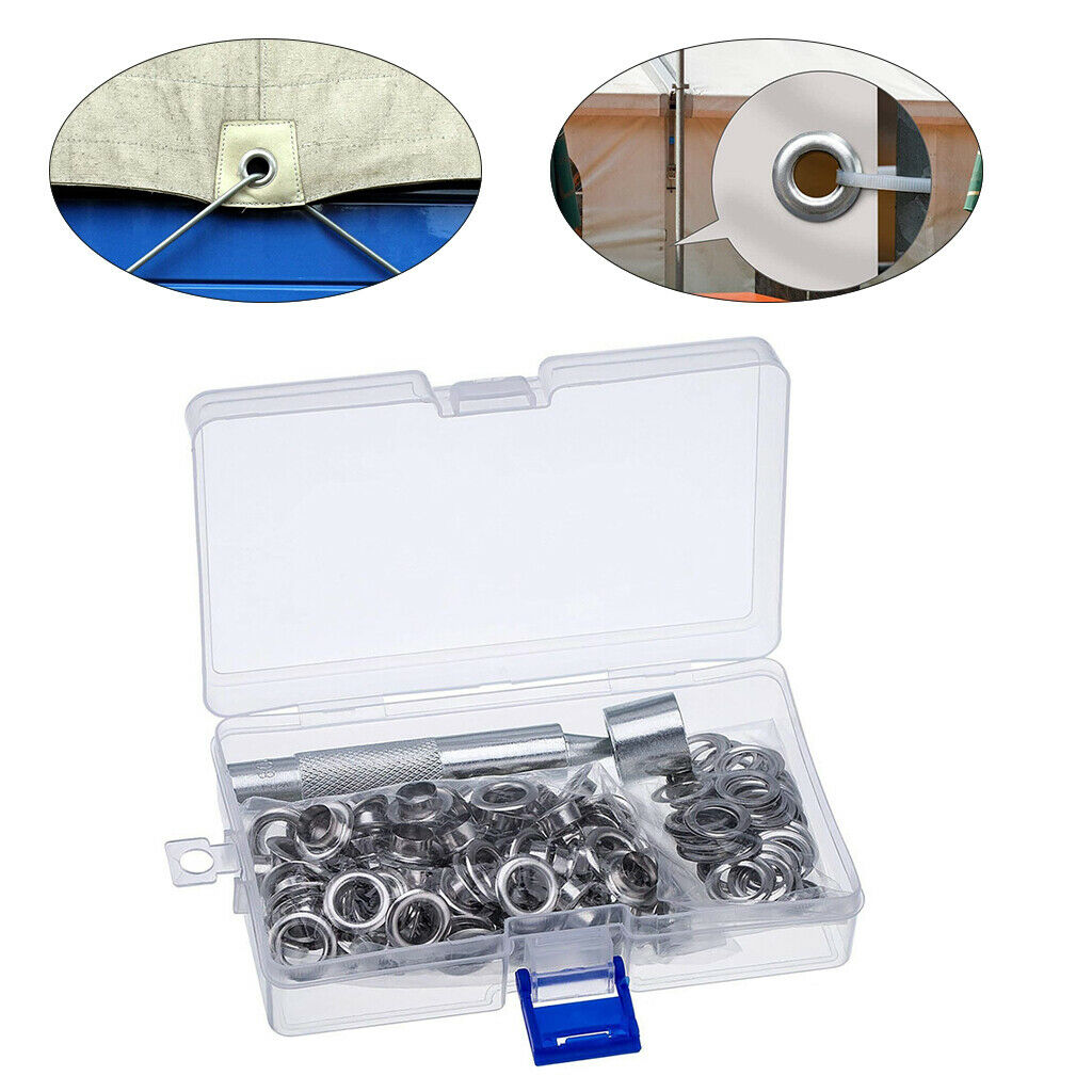 100 Sets Grommet Setting Tool & Storage Box for Canvas Curtain Clothing
