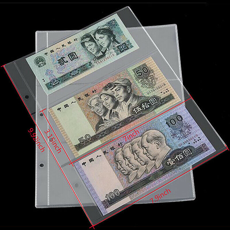 5Pcs Paper Money Holder Banknote Album Folder Page Loose Leaf Collection Storage