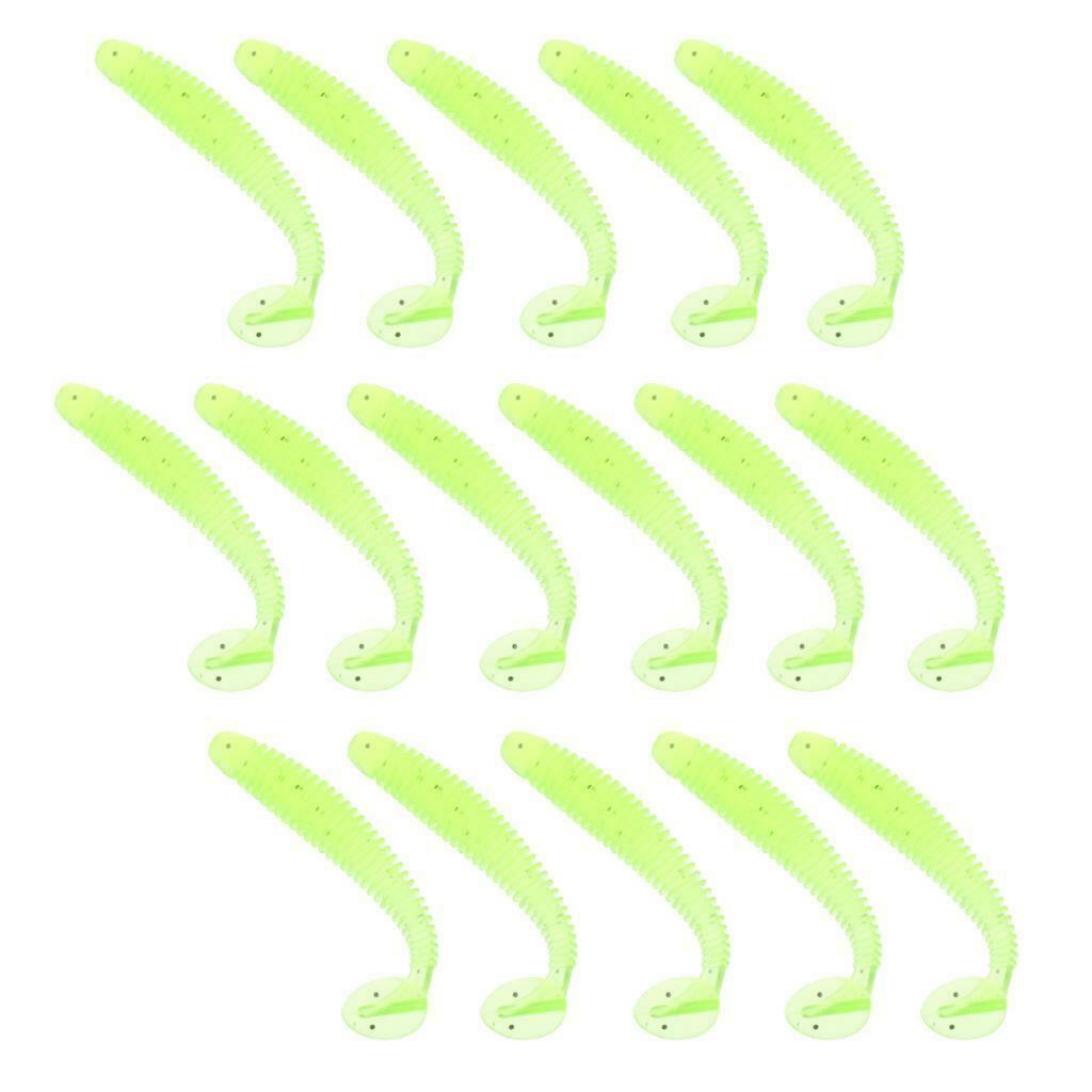 16x Worm Fishing Lures Soft Crank Baits T-tail Fish Tackle Lures 5cm Yellow