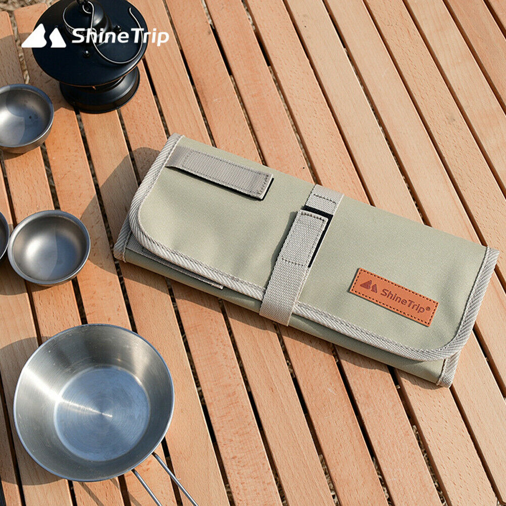 Outdoor Tableware Storage Bag Folding BBQ Picnic Camping Spoon Fork Holder @