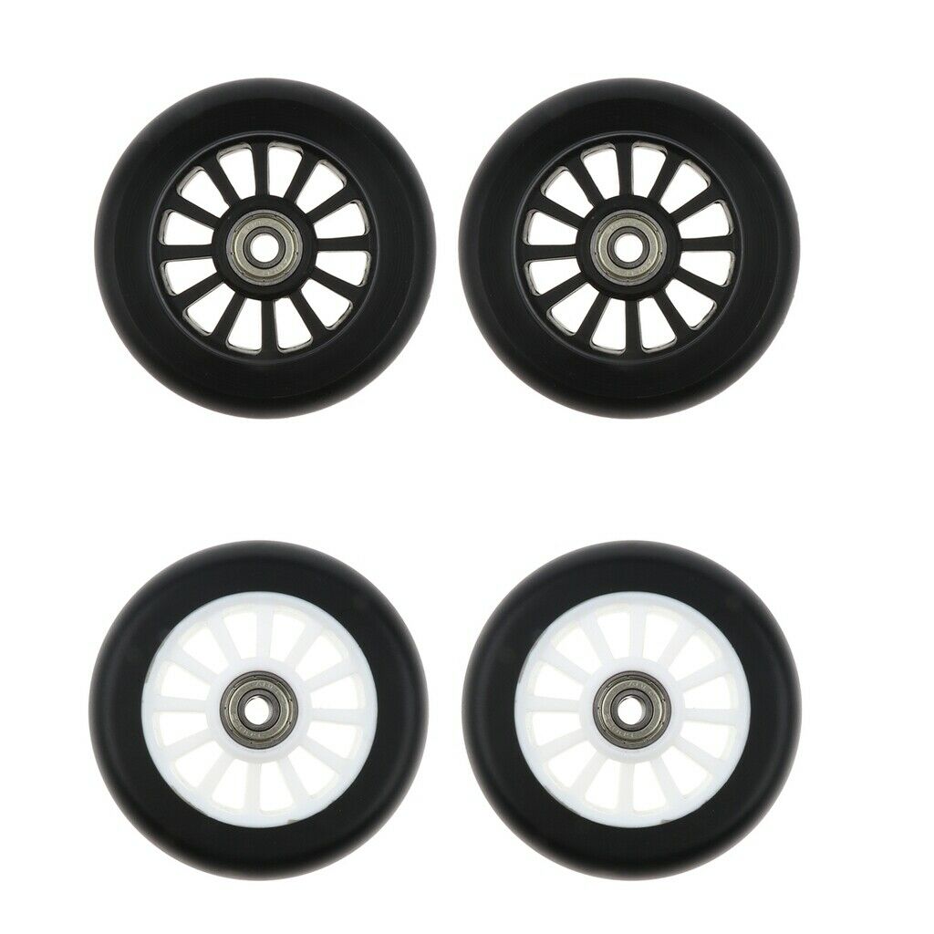 2pcs PU 100mm Scooter Wheels High Elasticity Skates Wheel Replacement Black