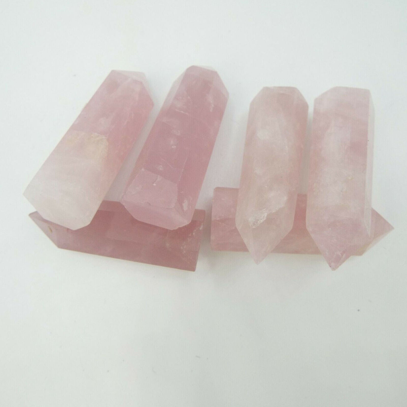 100% Natural Pink Rose Quartz Crystal Wand Point Healing Reiki Mineral Stone