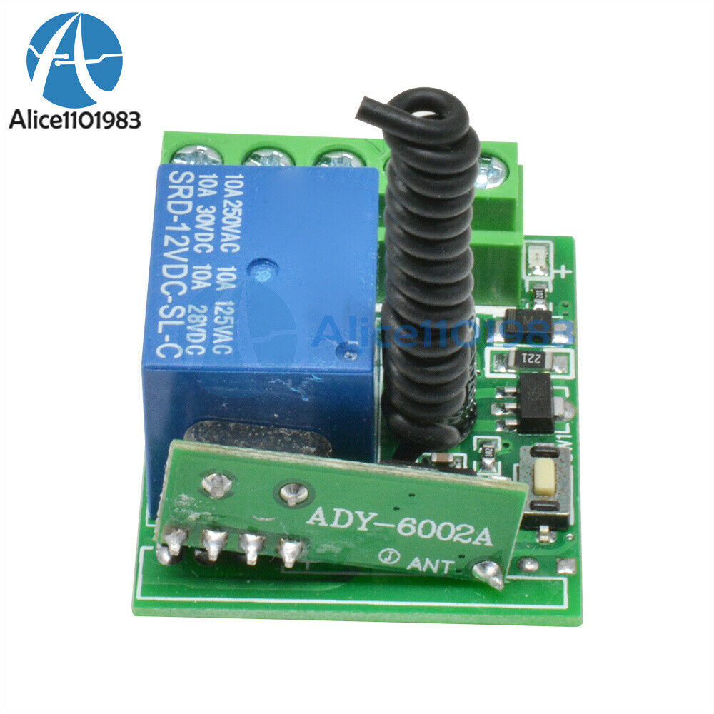 433MHZ DC12V 10A 1CH Wireless Relay RF Remote Control Switch Receiver