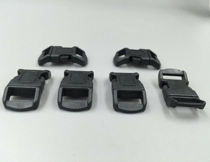 12pcs Curved Side Release Plastic Buckle for Paracord Bracelet Black 11mm