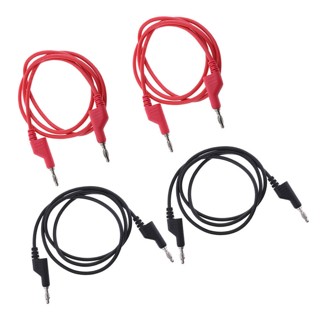 4x 4mm Stackable Banana Plug Wire Silico Test Cable for Multimeter  Black