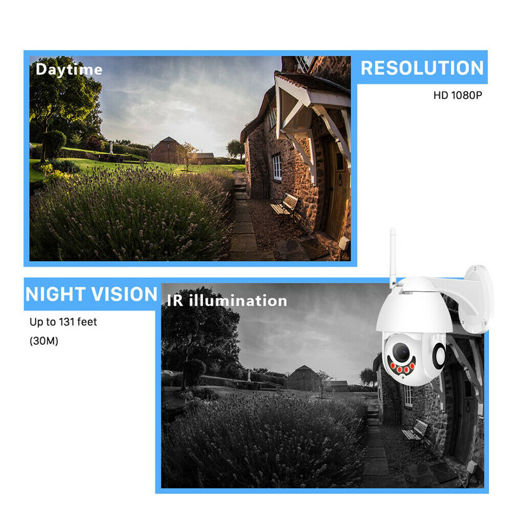 Outdoor Waterproof WiFi IP IR Camera 1080P PTZ Wireless Camera TF Slot