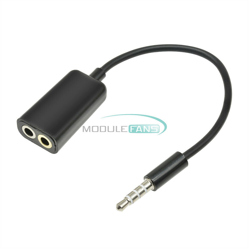 3.5mm Splitter Audio Stereo Male To 2 Female AUX Earphone Mic Adapter Connector