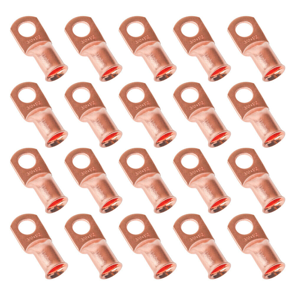 (20)3/0 AWG-1/2 Copper Wire Ring Terminal Battery Welding Cable Lug Connectors