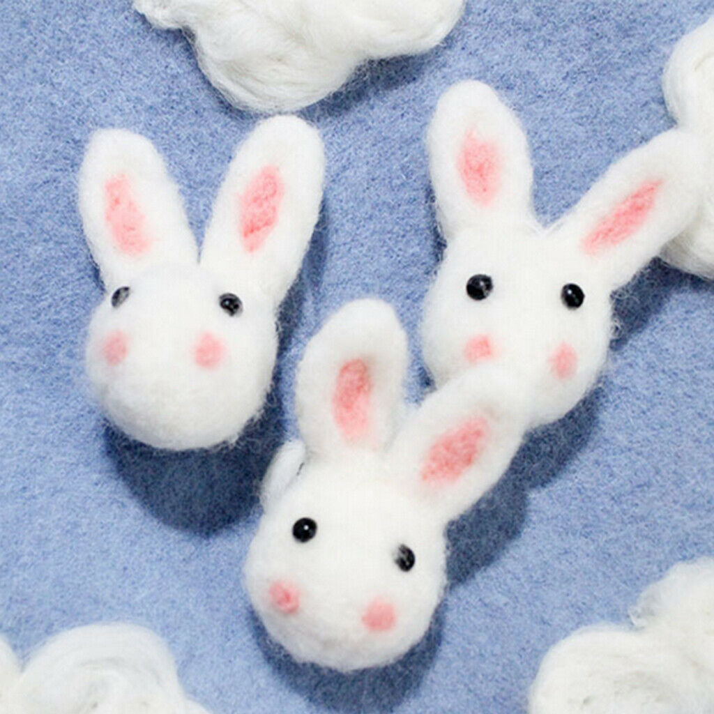 100% Wool Felt Balls Embellishments DIY Jewelry Crafts 6.8 x 5 cm Rabbit