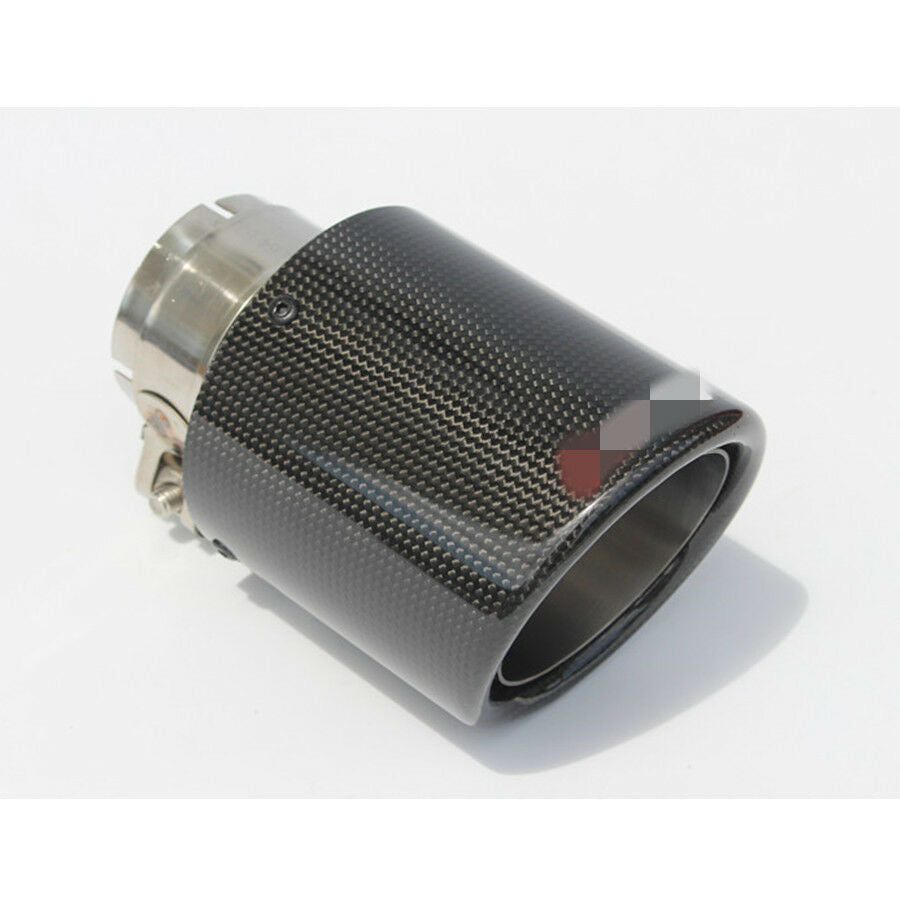 100% Carbon Fiber Black Glossy Car Exhaust Muffler Pipe 3" 76mm Outlet 4" 101mm