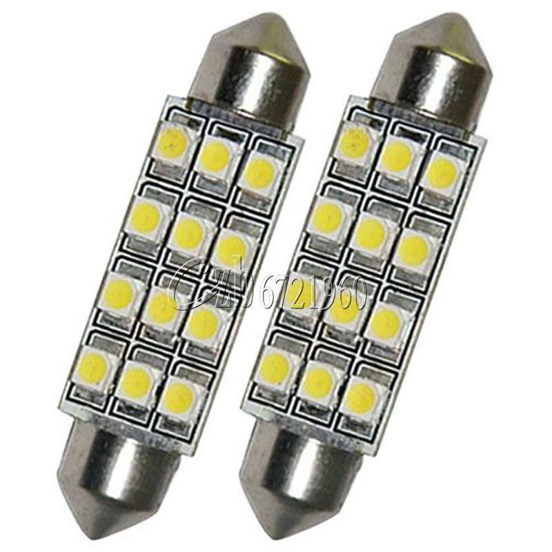 2PCS 3528-SMD 12 LED Car Dome Bulb Light Interior Festoon Lamp 42mm White Great