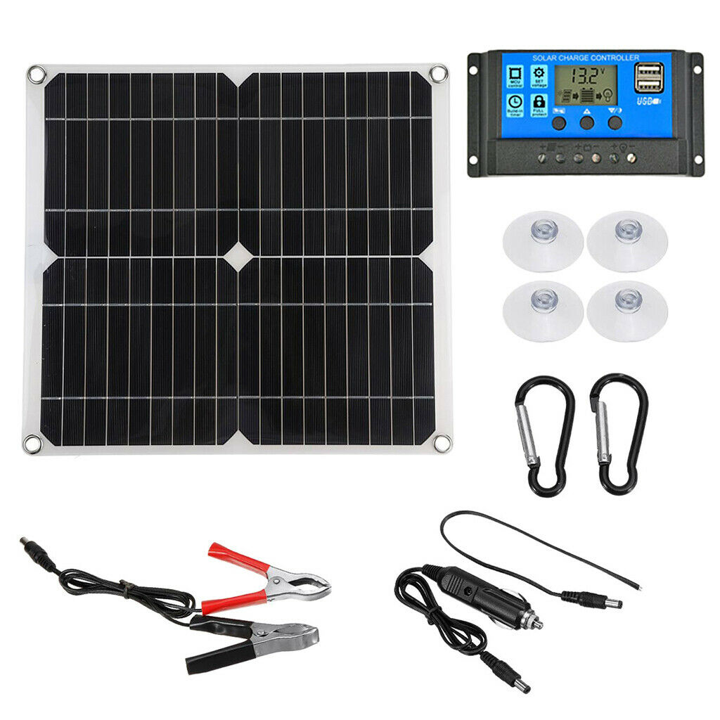 2Set 100W Solar Panel Kit Battery Charge Regulator Controller Cables For RV