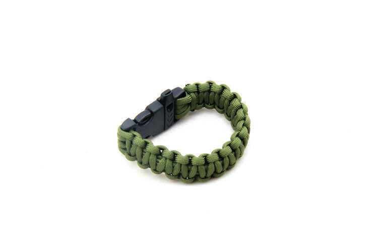 Army Green Outdoor Climbing Rope Bracelet 7 Core Cords With Survival Whistle New