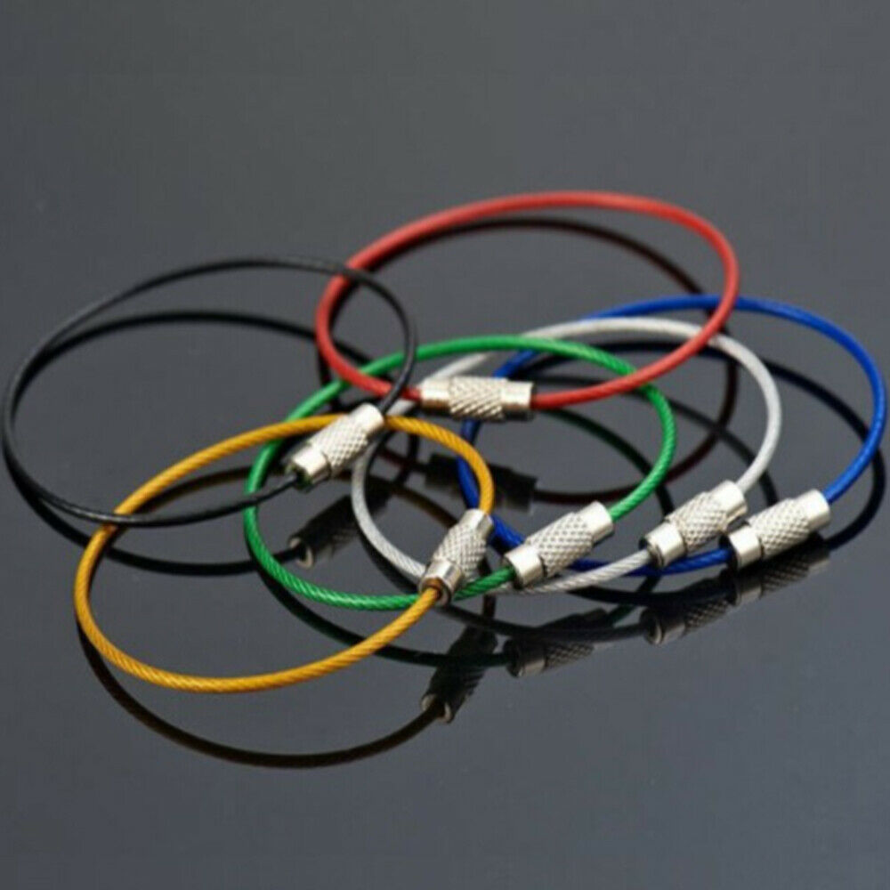 5Pcs Stainless Steel Carabiner Key Holder Outdoor Tools Wire Keyrings Cable Rope