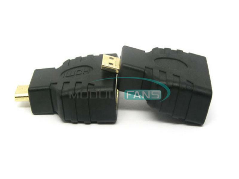 2PCS Black Micro HDMI(Type D) Male to(Type A) Female Adapter Connector For HDTV