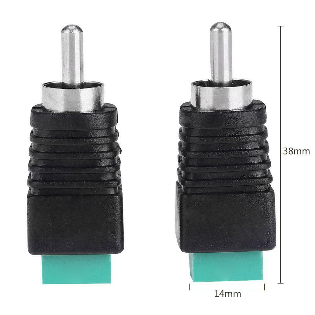 2pcs Speaker Wire Cable to Audio Male RCA Connectors Adapters Jack Plug @