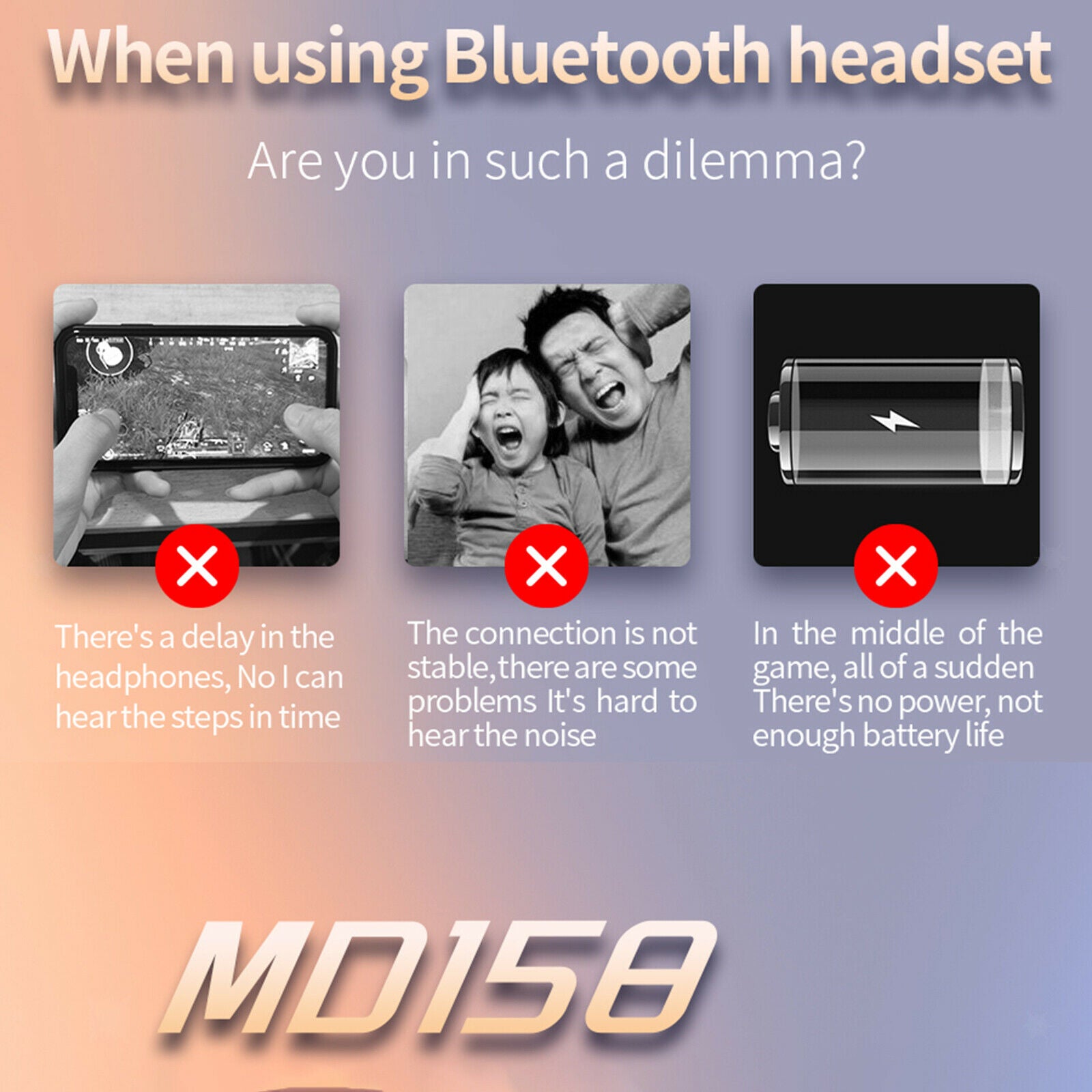 MD158 5.2 Bluetooth Earphone TWS In-ear with Microphone Low Delay for Gamers