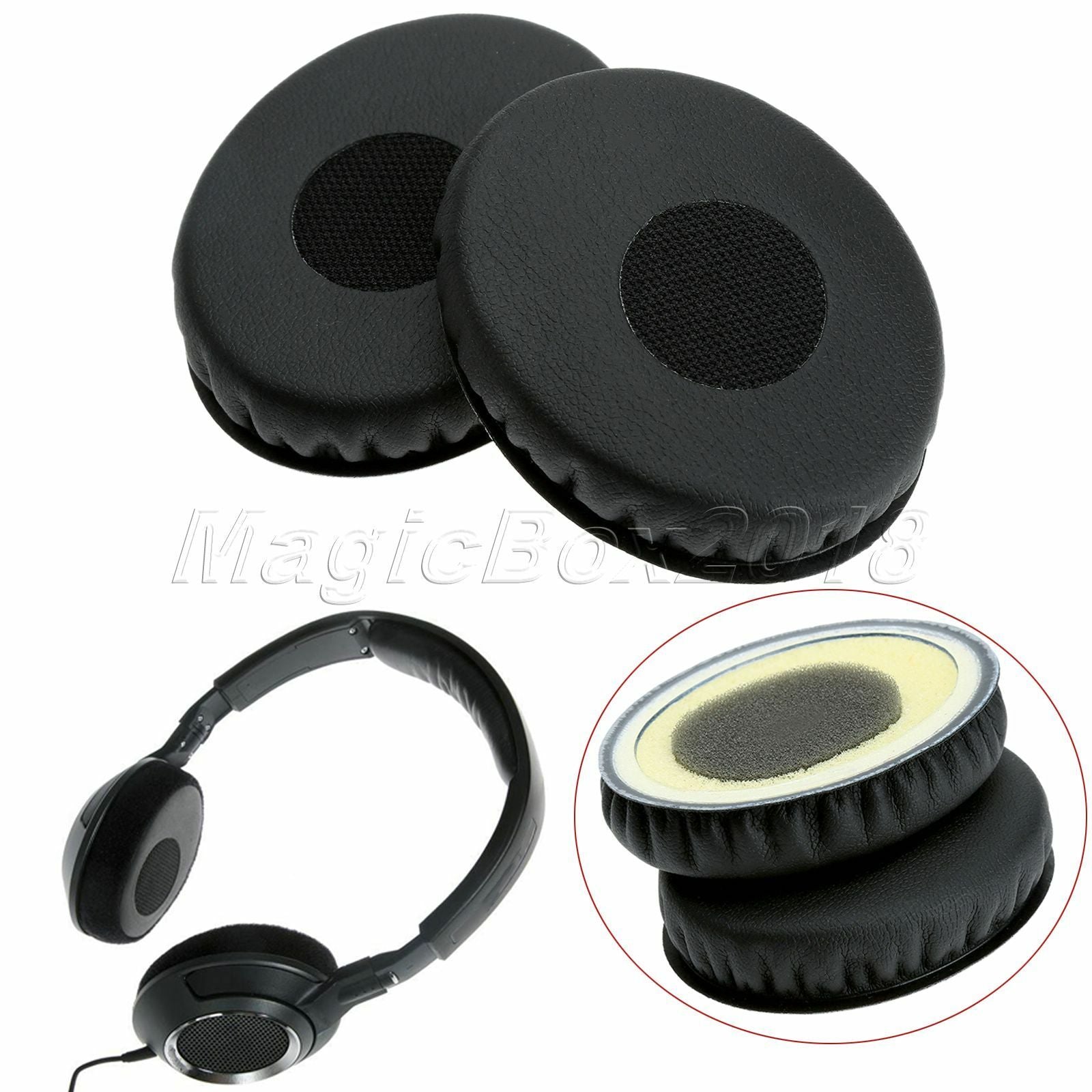 Black Leather Ear Pads Earpad Cushion For Sennheiser HD218 HD228 HD238 Headphone