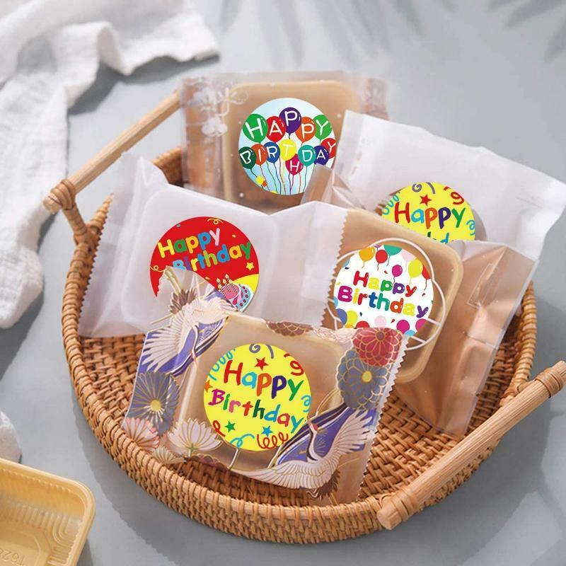 1 Roll 8 Styles Happy Birthday Round Stickers Party Gift Packaging Seal Labels