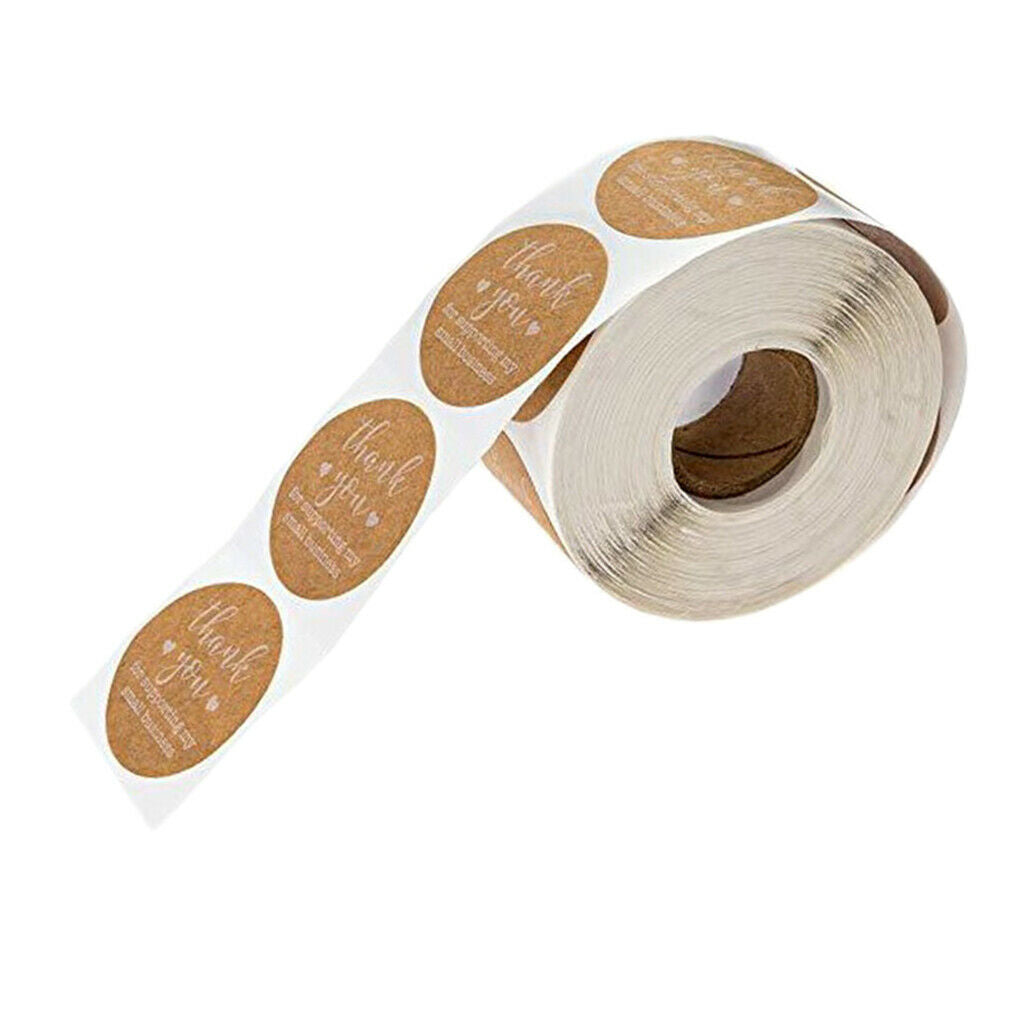 (500 Labels Per Roll) 1'' Round Thank You for Letters Kraft Pater Stickers for