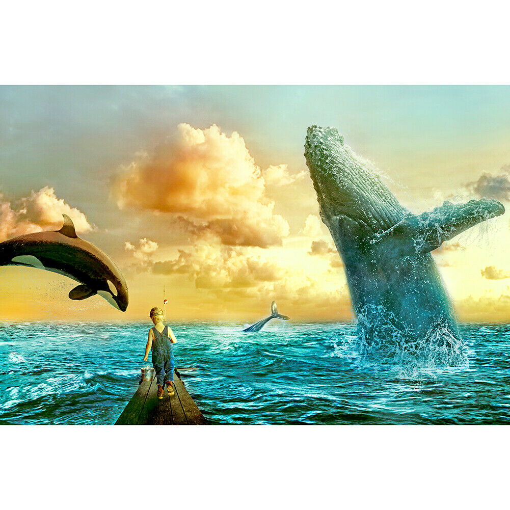 1000 Pieces Fun Cartoon Sea and Boy Paper Puzzles DIY Assembly Jigsaw Toys @