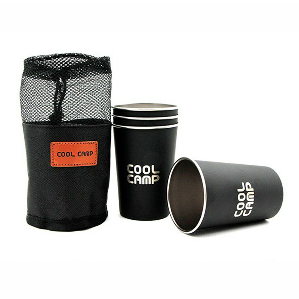 Prettyia 4pcs 350ml Stainless Steel Water Cup Tea Coffee