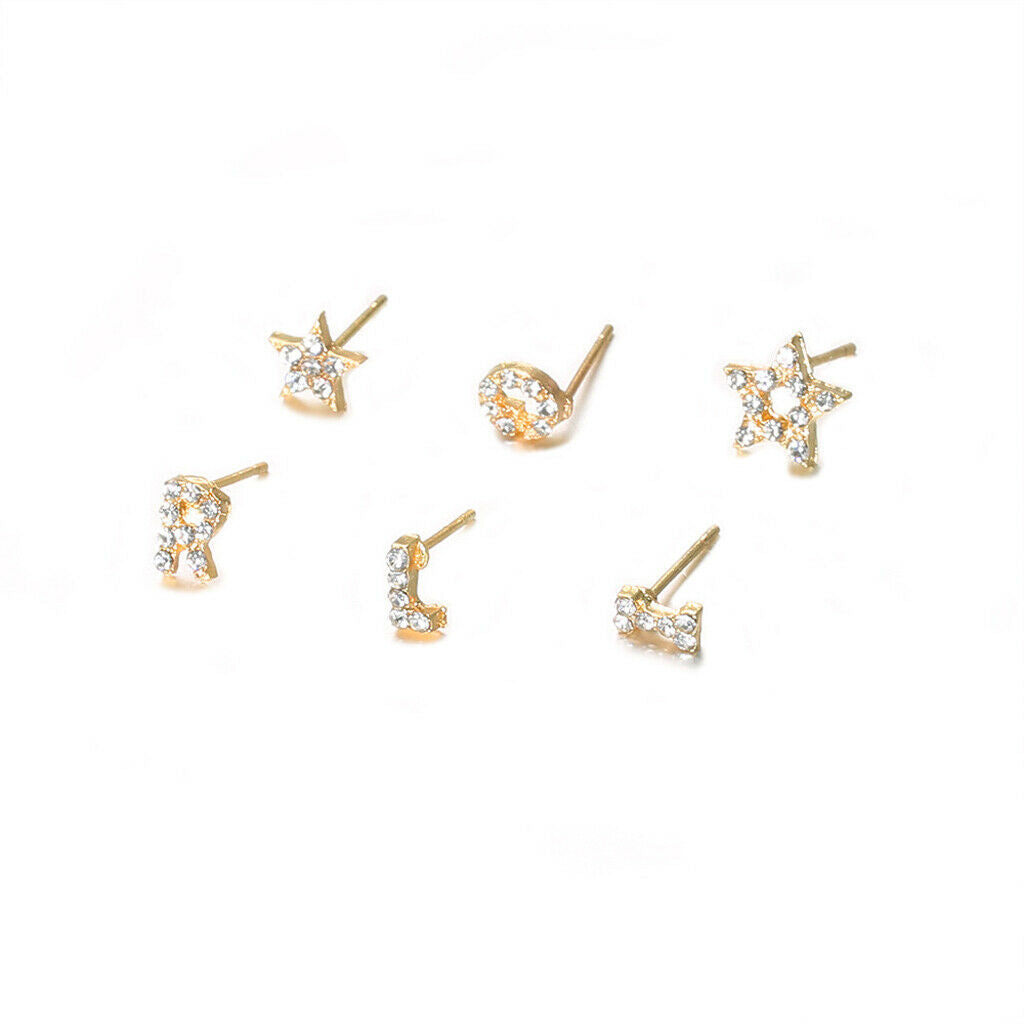 5 Pairs assorted crystal rhinestone stud earrings women fashion jewelry