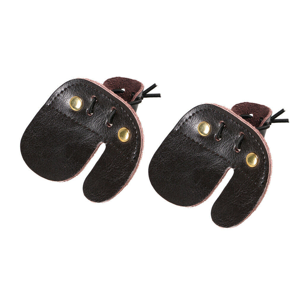 2 Pcs Archery Finger Tab Bowstring Finger Glove Protect Leather Fingertabs