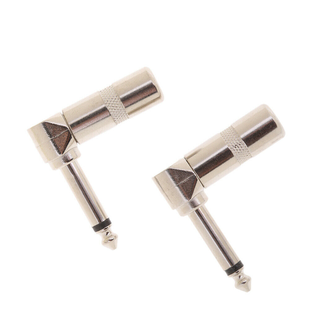 2X 1/4'' 6.35mm Right Angle 90 Degree Mono   Audio Adapter Welding Connector