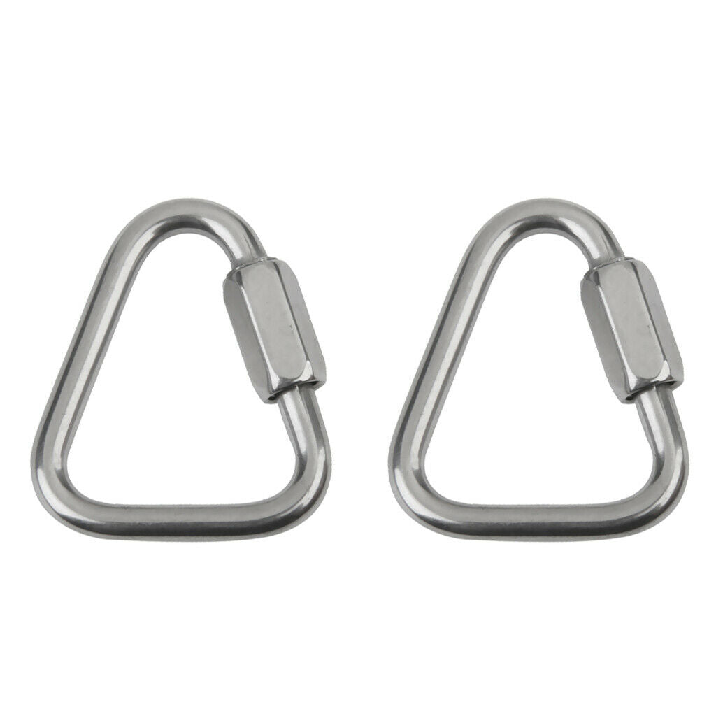 2Pcs Triangle Shape Mountain Rock Climbing Stainless Screw Locking Carabiner