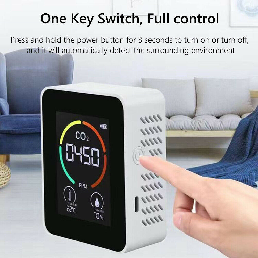 Indoor CO2 Detector NDIR Sensor Carbon Dioxide Temperature Humidity Meter @