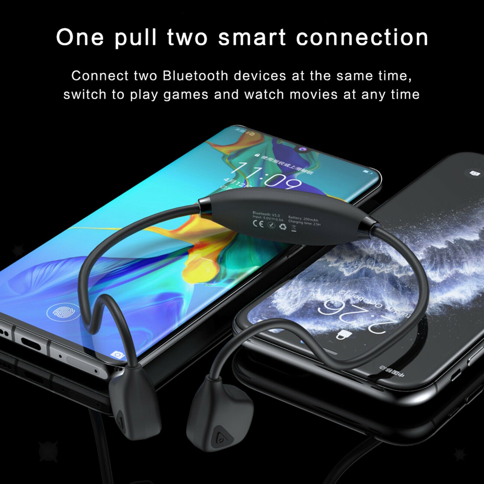 Running Bone Conduction Headphones Stereo Earbuds with Micophone For Running