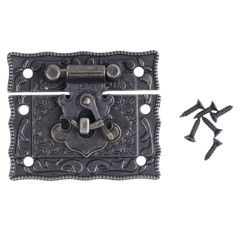 Wood Case Chest Box Rectangle Clasp Closure Hasp Latches Bronze Tone C8K5K5
