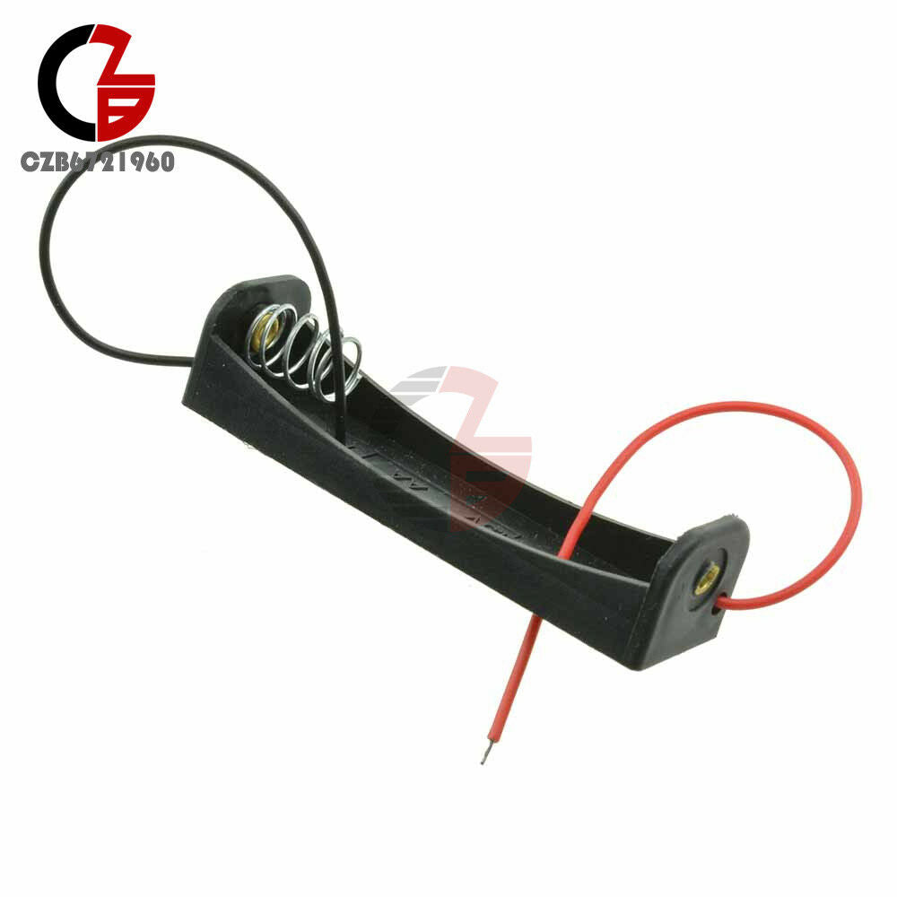 10PCS Black Plastic Battery Storage Case Box Holder Soldering 1.5V 1x AA 5" Lead