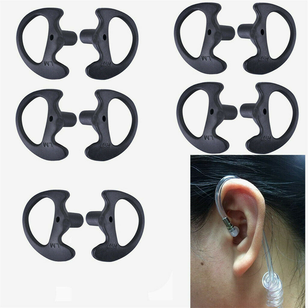 5Pair Replacement Earmold Earbuds Ear Plugs For Walkie Talkie Earphone Blk