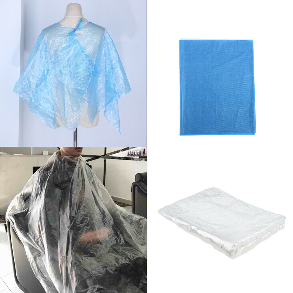 100-pack Transparent Disposable Hair Cutting Capes Set Salon Gown Unisex