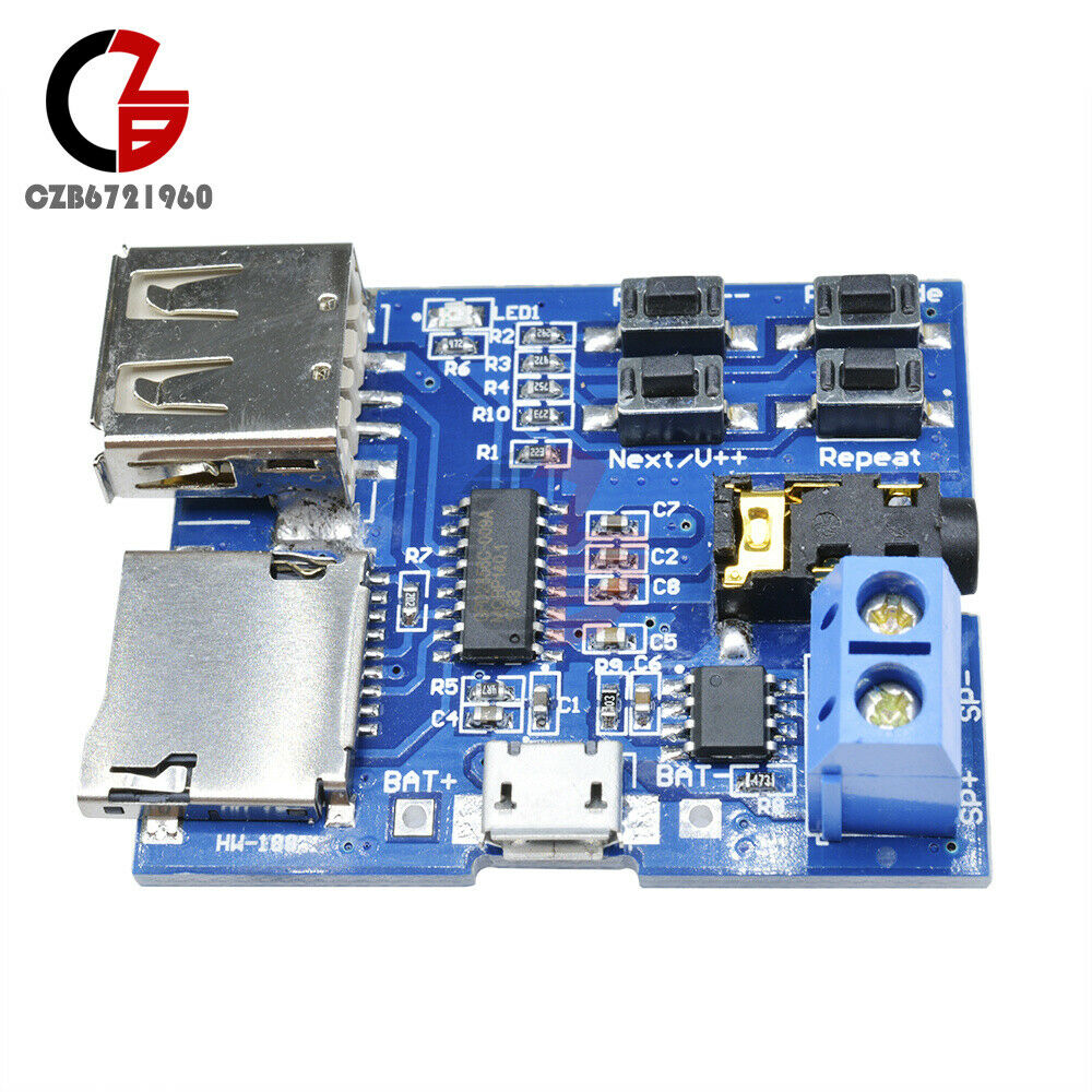 2PCS 3W MP3 Decoder Board Micro USB TF Card Audio Player Mono Amplifier Decoding