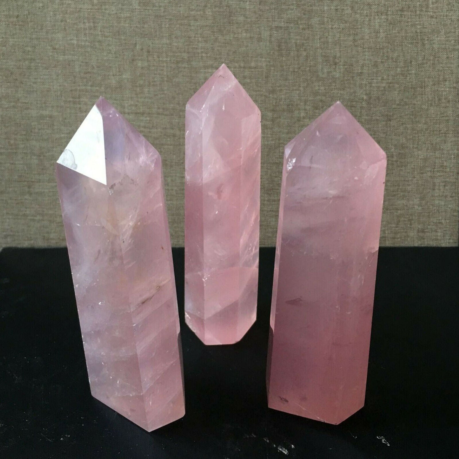 100% Natural Pink Rose Quartz Crystal Wand Point Healing Reiki Mineral Stone