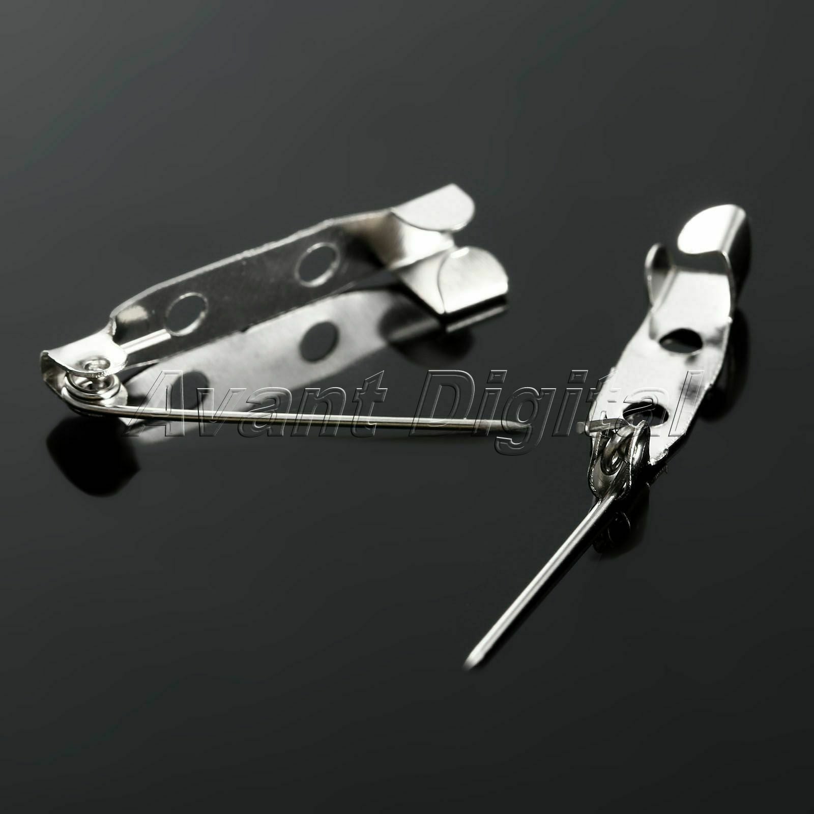 50pcs White K Tone Iron Metal Brooch Back Bar Safety Pins Badge Fasteners 20mm