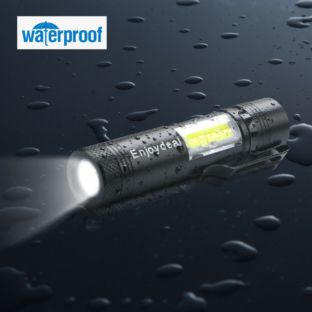 Zoom 2000 LM Q5 + COB LED Mini Flashlight AA/14500 Pocket Torch Lantern Tools