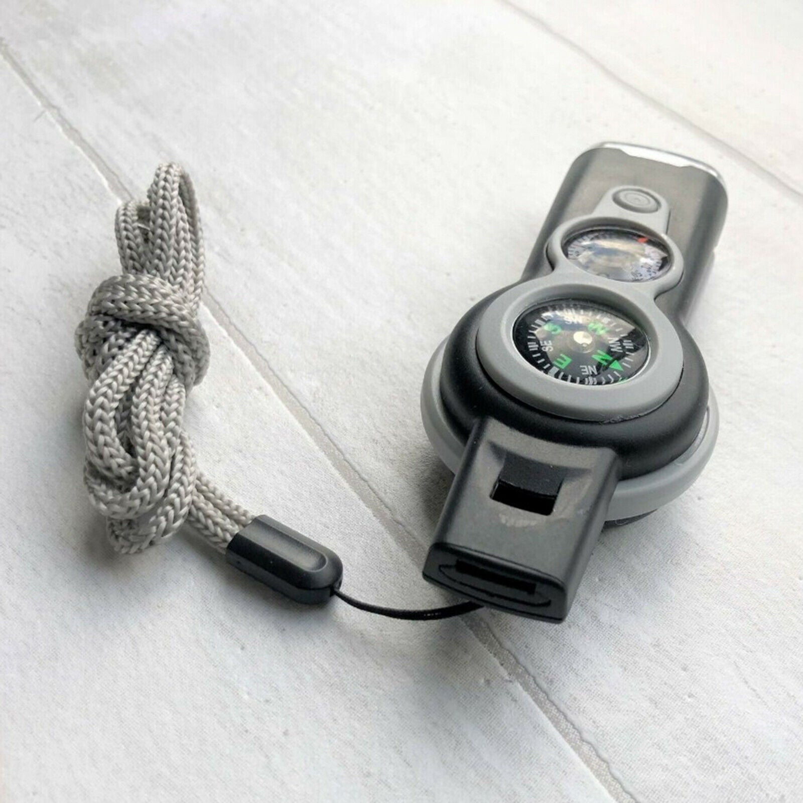 7in1 Emergency Survival Hiking Safety Whistle with Magnifier Flashlight Compass