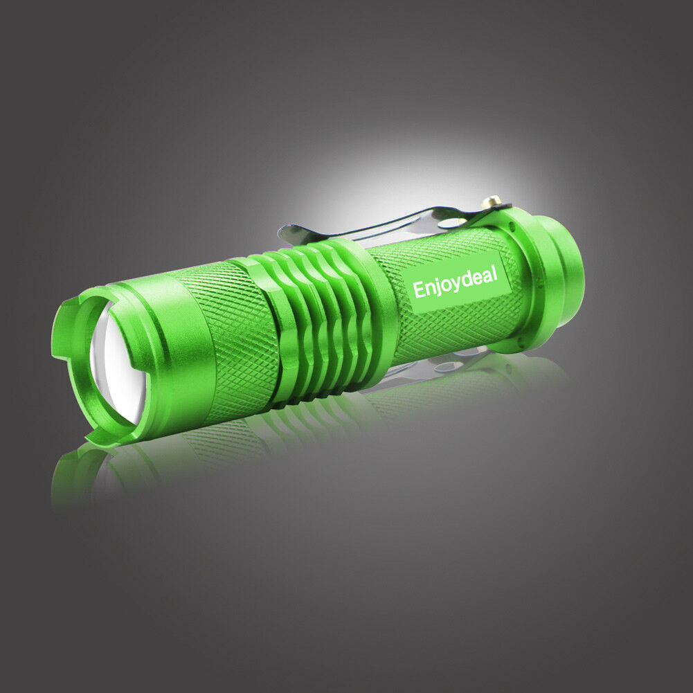 Portable Mini Q5 LED Zoomable 1200LM 3.7-4.2V Flashlight Torch Light Green