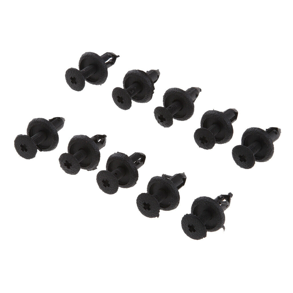 10Pcs Black Motorcycle Wind Screen Plastic Fastener Clips 15mm Long