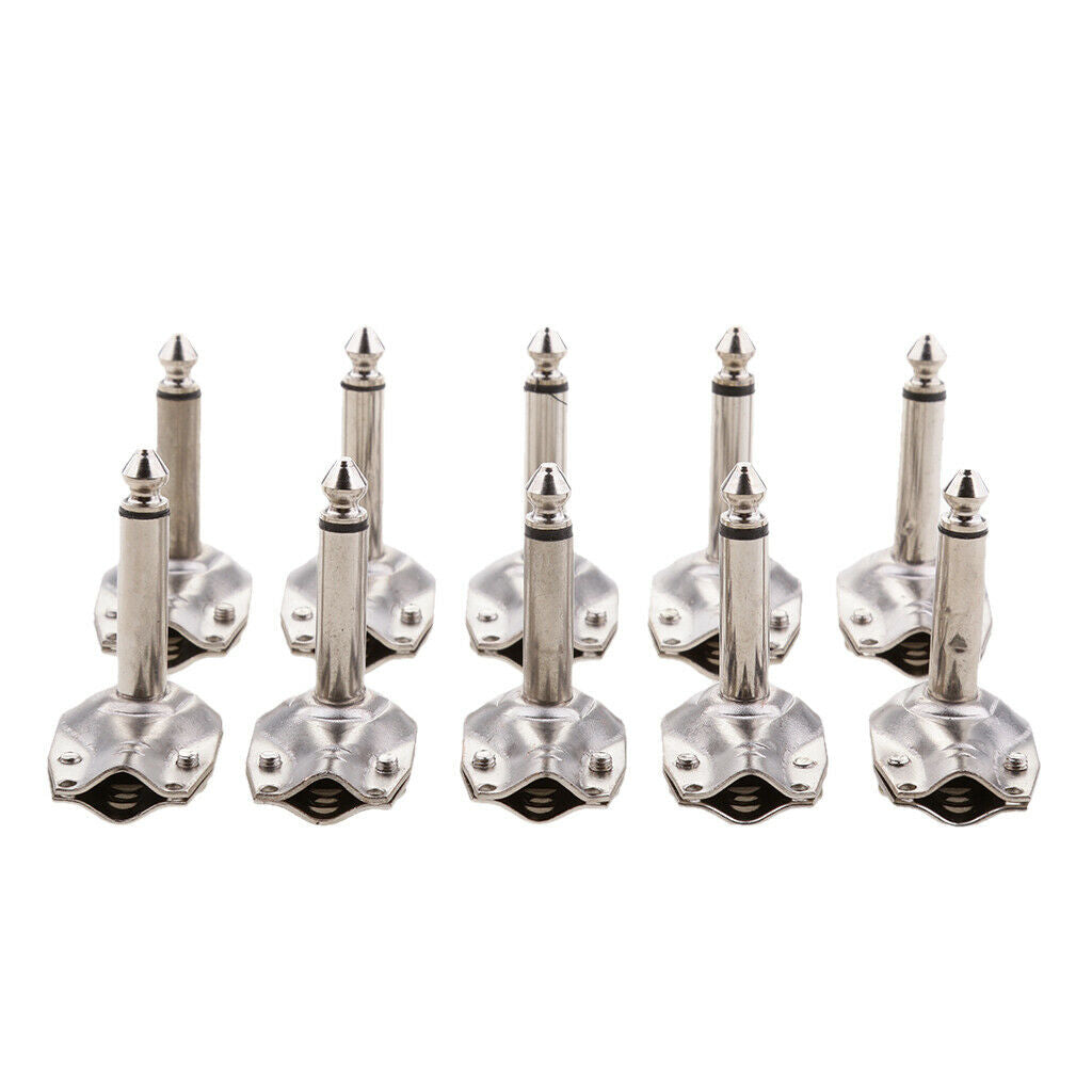6.35mm 1/4" Right Angle Male Mono Plug Guitar Audio Connector 10pcs