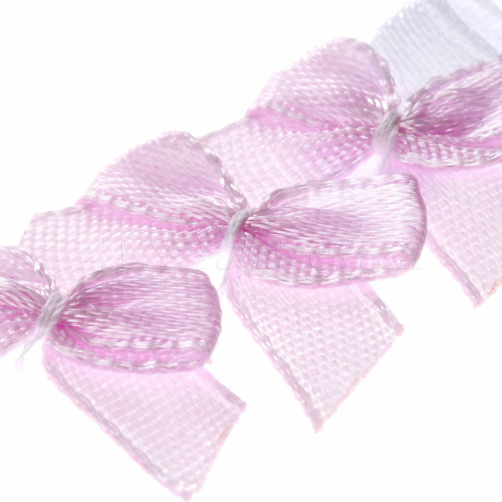 100 x Beautiful Satin Ribbon Bows Mini Flowers Wedding Décor Craft DIY Mix Color